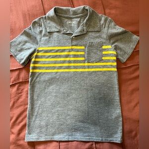 Cherokee Size 6/7 Kids Polo with Gray and Yellow Stripes